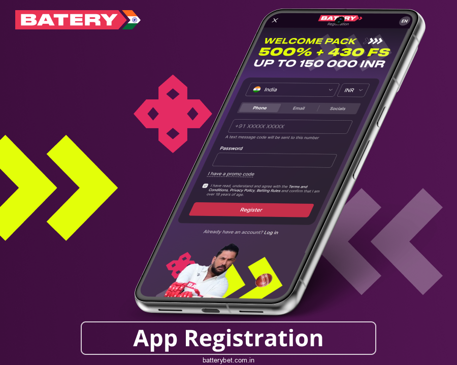 Registration in the Batery Bet IN application