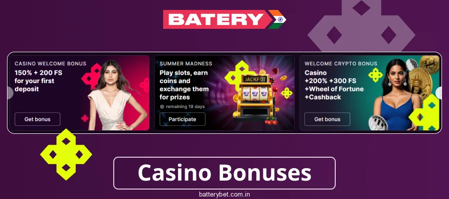 Casino promotions at Batery Bet India