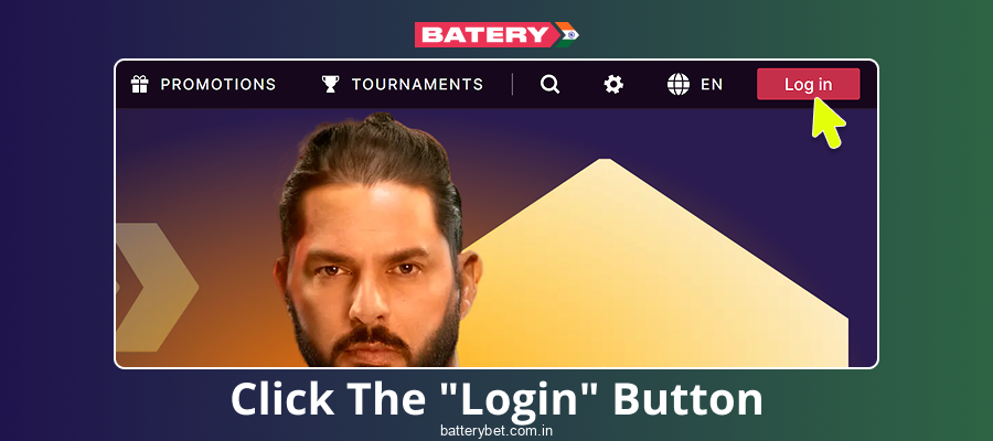 Click the login button in Batery Bet IN