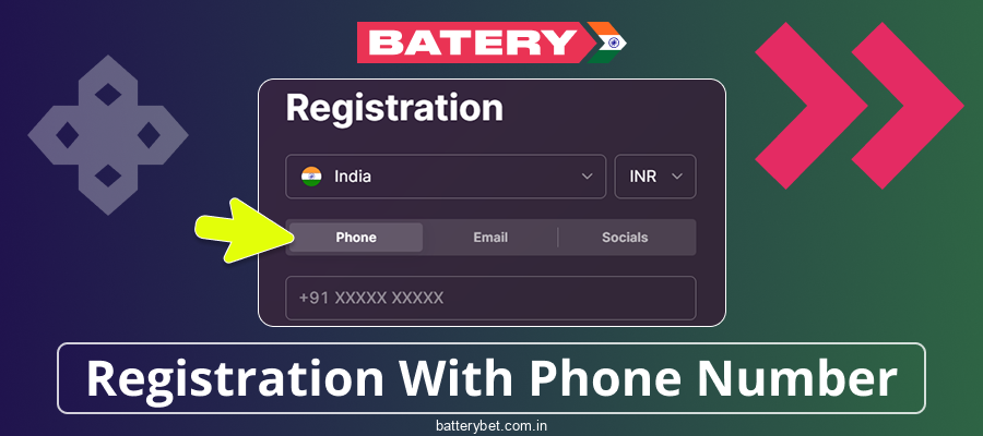 Registration method by phone number in Batery Bet IN