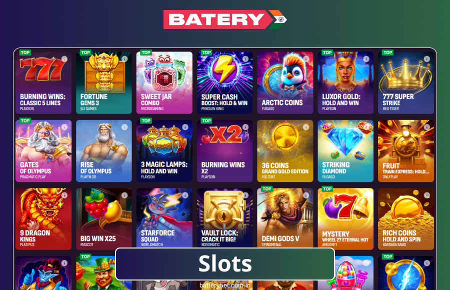 Play slots on Batery Bet India