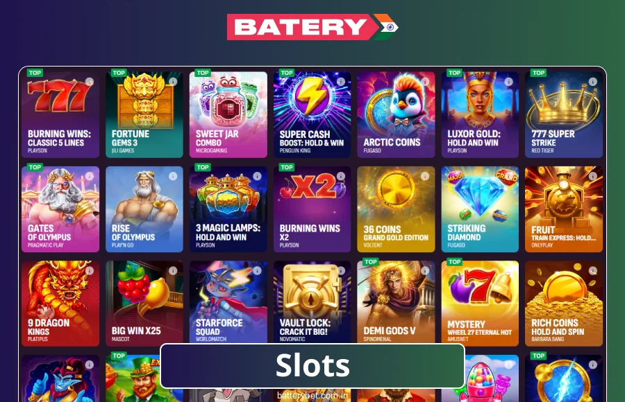 Play slots on Batery Bet India